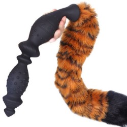 soft silicone large anal beads fox tail