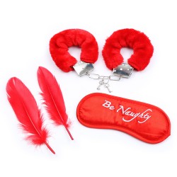 feather ticklers kit with cuffs blindfold