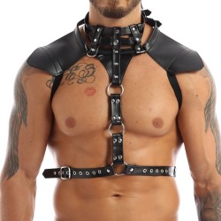 mens faux leather halter