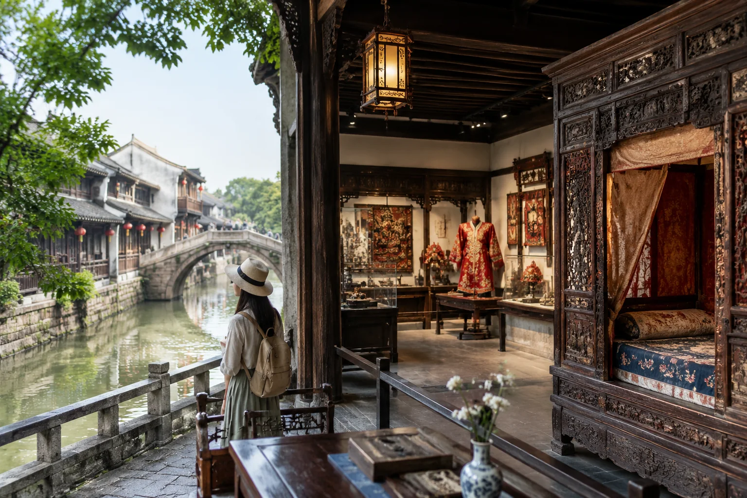 AI-generated realistic travel concept: East Scenic Area: Old Lanes, Workshops and Cultural Houses