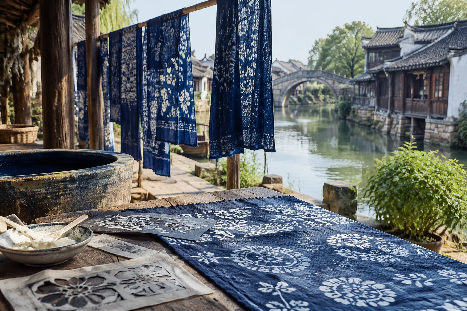 AI-generated realistic travel concept: What indigo dyeing reveals about local materials