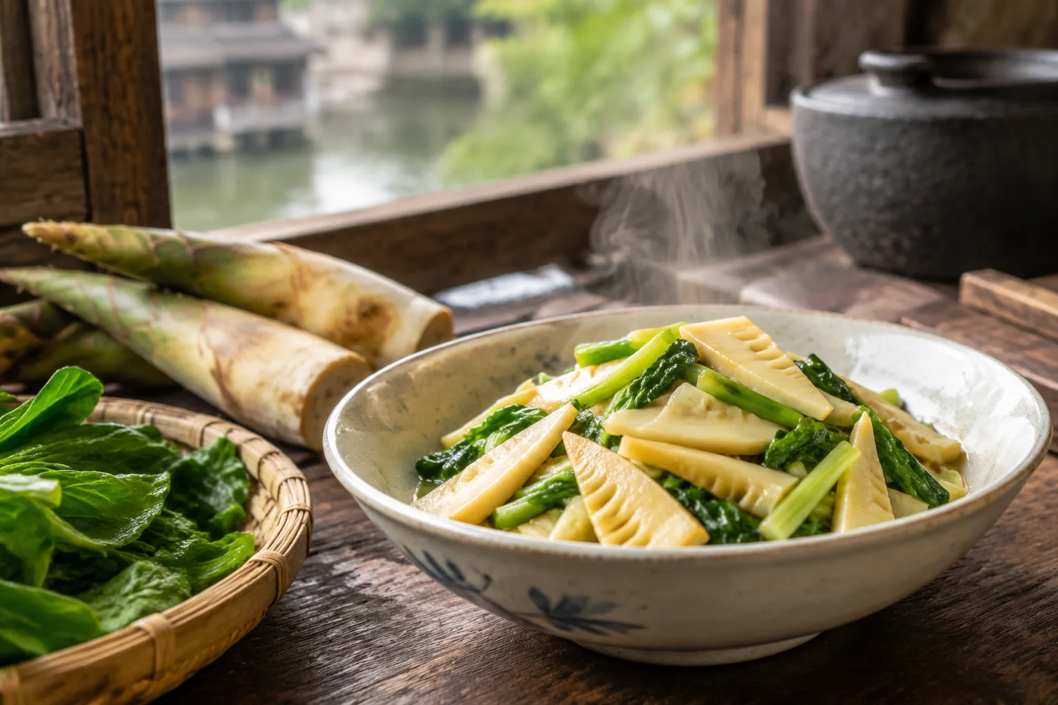 AI-generated realistic travel concept: Spring: Bamboo Shoots and the First Fresh Greens