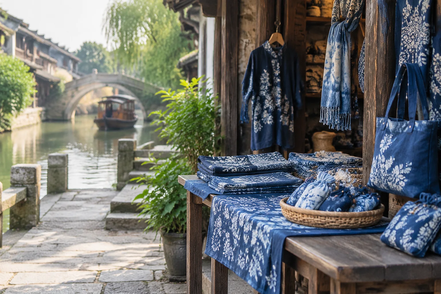 AI-generated realistic travel concept: Blue Calico: A Cotton Textile You Can Read