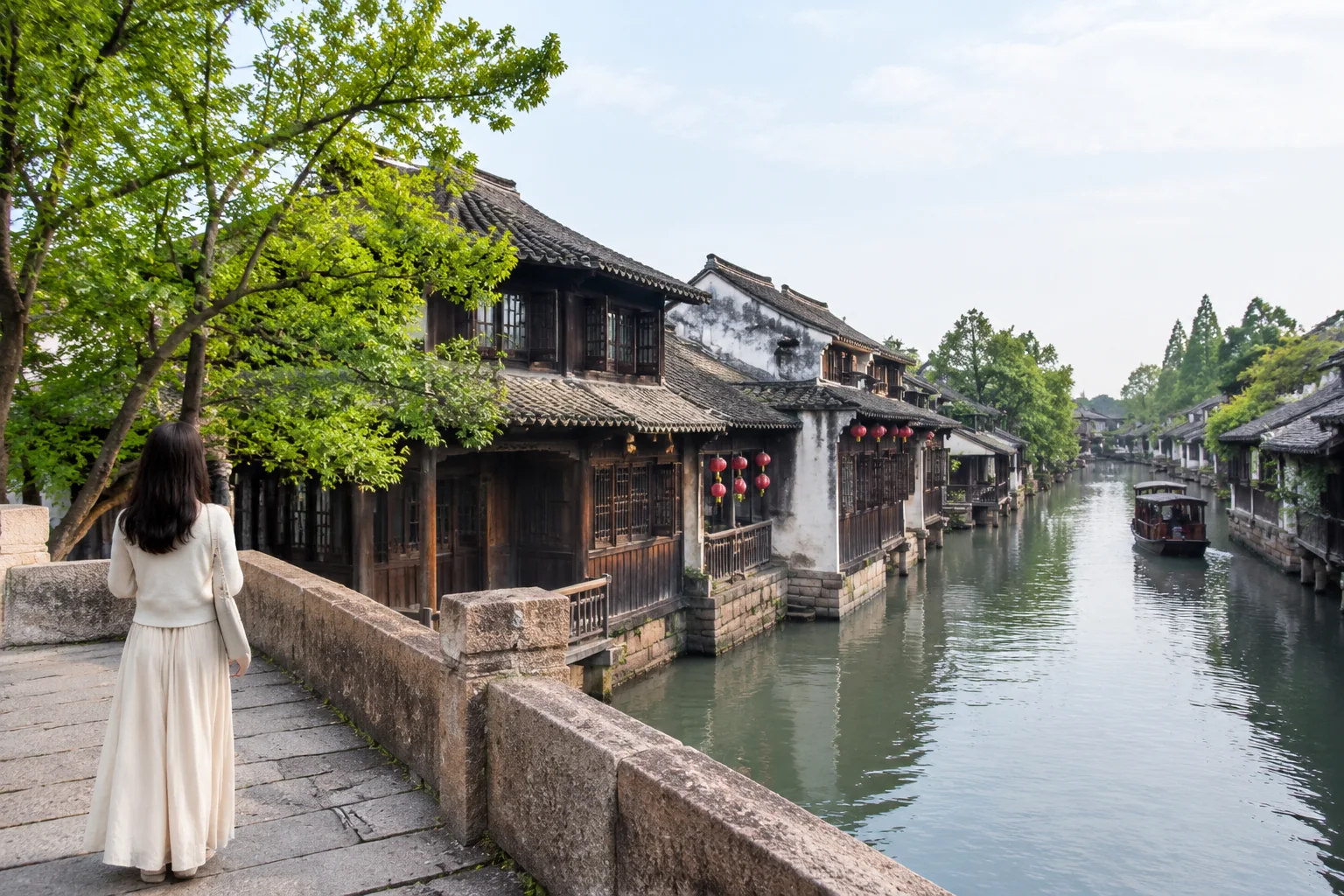 AI-generated realistic travel concept: Start at Fengyuan Twin Bridge